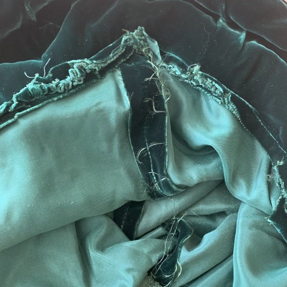 Vintage 60s 70s Green Velvet Halter Crochet Lace Bib Maxi Dress Gunne Goth - Picture 11 of 12